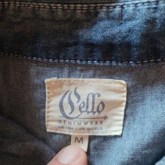Cello Denimwear Blue Faded Detail Button Up Shirt M - Picture 3 of 7